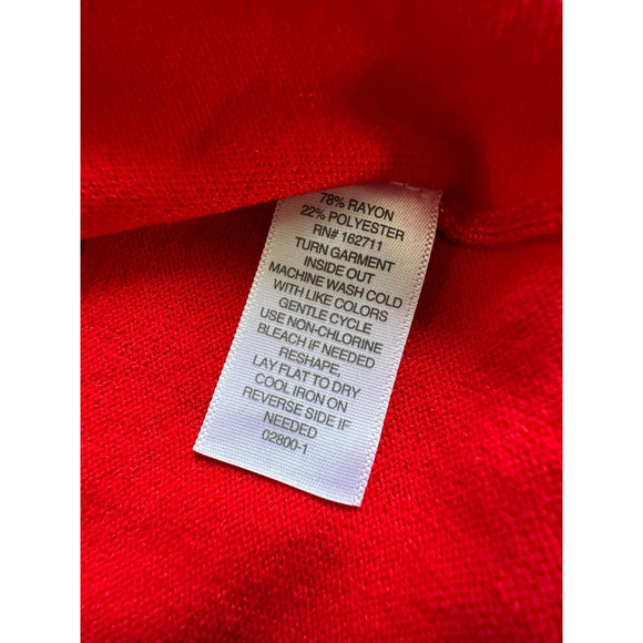New! - Liz Claiborne Women's 3/4 Sleeve Red Gray Striped Pullover Sweater size M - Picture 7 of 7